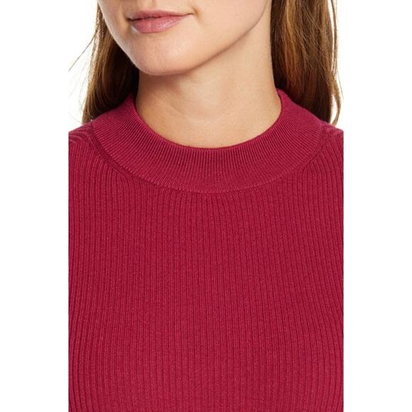 NWT Rachel Parcell Berry Pink Ribbed Mock Neck top Large - Picture 4 of 5